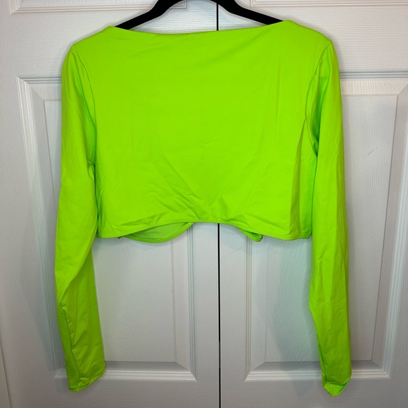SKIMS Long Sleeve Swim Shrug Top Neon Green Sz.2X NWOT - Picture 6 of 8